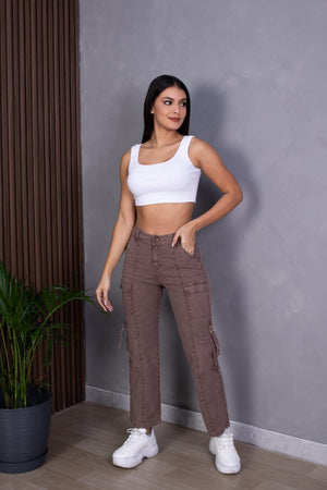 PANTALON BAGGY CARGO TAFETA MUJER