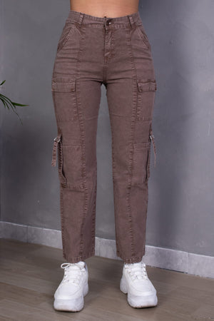 PANTALON BAGGY CARGO TAFETA MUJER